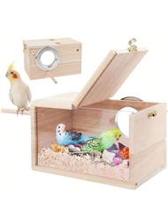 新款鳥巢盒,透明設計,鳥巢繁殖盒,附鱸魚木鳥籠屋,適用於玄鳳鸚鵡愛情鳥虎皮雀鸚鵡金絲雀