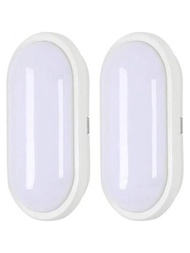 2入組橢圓型led防水天花板燈,ip54防護等級,冷白色6000k,適用於浴室、臥室、客廳、廚房