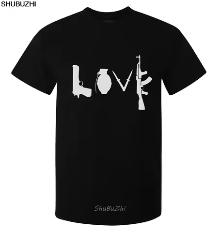 Banksy Street Art Love Guns AK-47 AK47 AK 47 men's t shirt black top quality Cool Casual pride t shi