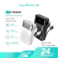 ALPHA·X ALP-20WPD Powerbank 20000mAh PD22.5W built-in cable powerbank [24 Months Warranty]