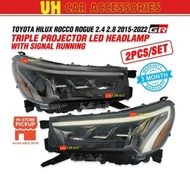 Toyota Hilux Rocco 2015 - 2019 / Rogue 2020 - 2022 GR Triple Projector Dynamic Led Headlamp With Sig