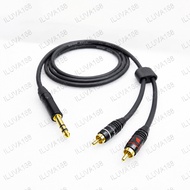 Audio Cable 1Mtr-10Mtr Jack Akai 6.5mm Stereo Male To 2 RCA Nakamichi