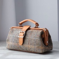 【羊毛拼皮醫生包】Harris Tweed 暖到心坎秋冬女士包包手提包