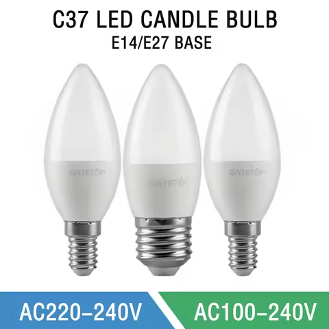 5-12PCS C37 LED Candle Light Bulb E14 220V 3W 5W 6W 7W Energy saving Lamp Velas Bombilla Decorativa 