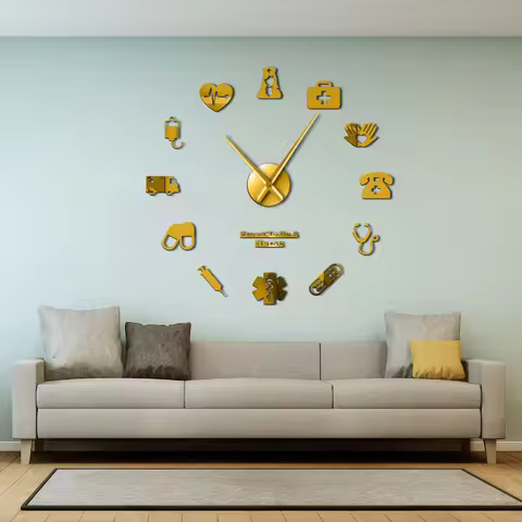 Proud To Be A Nurse Doctor & Nurse Kit DIY 3D Large Mute Wall Clock Medical Office Hospital Wall Art