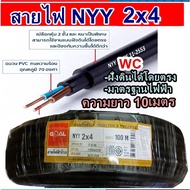 GOAL สายไฟฝั่งดิน NYY เบอร์ 2x4 สายเบอร์ 4 2แกน สายไฟหุ้มฉนวน ความยาว10เมตร ยี่ห้อgoal ฝังดินโดยตรง 