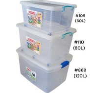TRANSPARENT/CLEAR STORAGE BOX (50L , 80L , 120L) SUNNY WARE BOX WITH WHEELS
