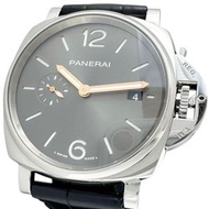 二手沛納海 PAM01250 Luminor Due 男士腕錶，精鋼/皮革錶殼，自動機械機芯，灰色錶盤，黑色皮革錶帶