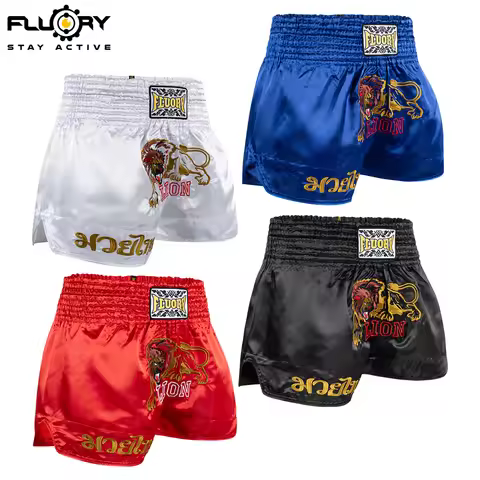 Fluory Thai Boxing Shorts Fairtex shorts Lion Embroidery Muay Thai Pantalones MMA Shorts for Men Wom