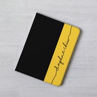 客製名字黑黃純色iPad保護殼筆槽書本翻蓋式 9 10代 Air 4 mini 6