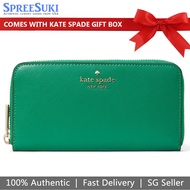 Kate Spade Wallet In Gift Box Long Wallet Staci Saffiano Leather Large Continental Wallet Green Bean # WLR00130
