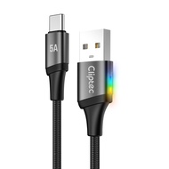 CLiPtec MCC226 | RGB Breathing Light Fast Charging Cables 120cm – USB-C to USB-C 60W USB-A to USB-C 