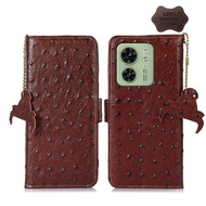 Ready to ship Ostrich Pattern Genuine Leather RFID Phone Case For Motorola Edge 40/Motorola Moto G14