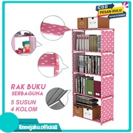 Portable Bookshelf 5 tiers 4 spaces - Multifunctional Multipurpose Shelf / Portable Bookshelf 5 Tier