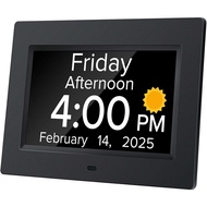 Digital Alarm Clock with Date and Day of Week for Dementia Seniors, Voice Announcement Time, Multipl