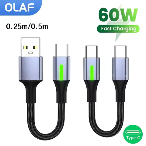25cm/50cm Short Cable USB Type C To Type C Cable Fast Charging Cable For Iphone 15 16 Samsung Power