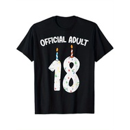 Official Adult 18 Candles 18th Birthday Women Girls T-Shirt, 100% Cotton, Halloween Thanksgiving