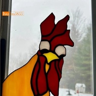 Funny Window Corner Decor - Peeping Rooster, Funny Rooster Stained Bird Window Corner Decor, Rooster