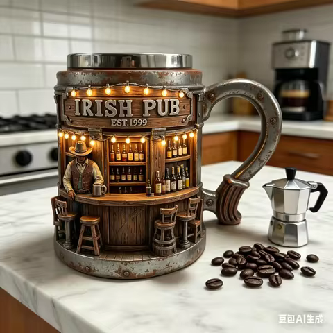 Novelty Irish Pub Design Coffee Mug Vintage Bar Style Cup for Daily & Gift Use