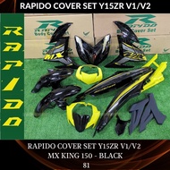 RAPIDO COVER SET Y15ZR V1/V2 MX KING-150 (17) BLACK/YELLOW (STICKER TANAM/AIRBRUSH) COVERSET