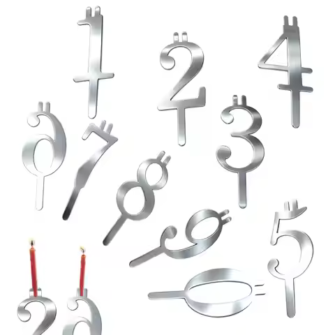 Stainless Steel Number Birthday Candle Holder Number 0-9 Reusable adjustable Metal Number Candle Hol
