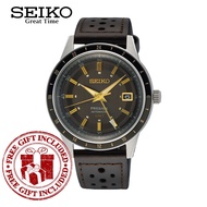 Seiko SSK013J1 Men's Presage Style60's GMT Brown Leather Strap Watch