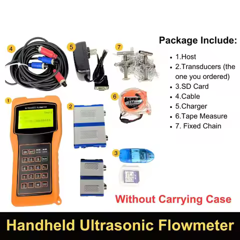 Portable Rechargeable Handheld Ultrasonic Flowmeter Transmitter Sensor DN15-700 Without Aluminum Box