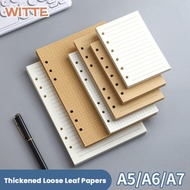 WITTE 80Sheets Notebook Refill Paper, A5/A6/A7 Horizontal Line/Blank Loose Leaf Paper, Simple Kraft 
