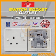 [1PC] UMS SP2913A 2913A 13A 1 Gang Switch Socket Outlet, Sirim Approved