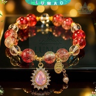 Five Elements Crystal Bracelet –/Clear Quartz Crystal Bracelet with Gold Charm Accent J9CT
