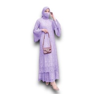 MAXI GELA SIZE S/M-L-XL-XXL/ GAMIS FULL BRUKAT WANITA TILE MUTIARA ONDE POLKADOT/ DRESS CANTIK PES