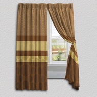 Cozzi Tropical Umber French Pleated 4 Panel Sliding Door Curtain Langsir Ready Made Curtains [ 2 pie