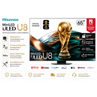Hisense 65" Inches U8 65U8N U8N Series ULED Mini-LED 4K UHD Smart Google TV - QLED, Native 165Hz, VR