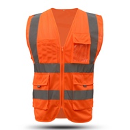 Hi Vis Fluorescent Yellow Safety Vest With Customized Logo Construction Vest Reflective With Pockets