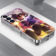 Zhu Yuan _ Zenless Zone Zero 02 Luxury Plated Frame Glass Phone Case For Samsung Galaxy S22 S23 S24 