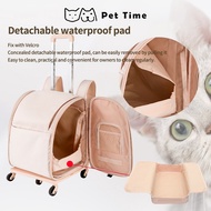 （Pet Time）Portable pet carry bag Waterproof Oxford cloth backpack pet bag Foldable pet trolley