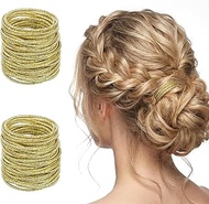 50 Pieces Gold Hair Ties, Gold Rubber Bands for Hair No-metal Elastic Ties Ponytail Accessories 0.08