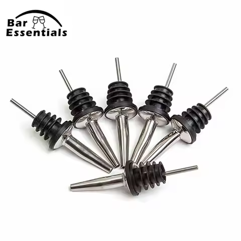6pcs Stainless Steel Liquor Spirit Pourer Free Flow Wine Bottle Pour Spout Stopper Speed Pourer Bar 