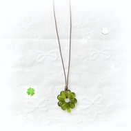 C cookie Clover Mori Style Glass Braided Necklace Handmade Adjustable Four-leaf Clover Retro Sweater