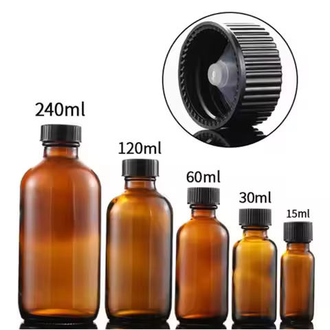 15ml 30ml 60ml 120ml 230ml 480ml AMBER Dram Glass Bottle with Screw Cone Caps with Cone liner Drum c