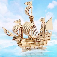 LAYAR 1set Ship Model Kit DIY Pirate Ship Model Puzzle 3d Wooden Boat Screen