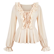 Women Renaissance Blouse Long Sleeve Medieval Peasant Blouse Pirate Costume Victorian Shirt For Wome