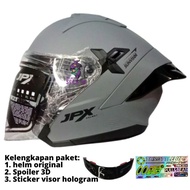 Jpx NOVA X SOLID GRAY DOFF SPOILER 3D HALF FACE DOUBLE VISOR HELMET ORIGINAL SNI DOT