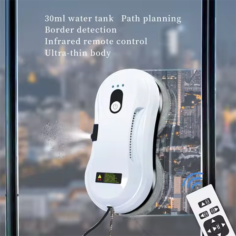 Window Cleaning Robot Dual Water Spray Glass Washing Robotic Vacuum Cleaner Smart with Power outage 