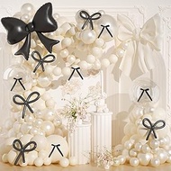 Pearl White Balloon Arch Kit, JOGAMS 174Pcs Bow Balloon Arch Kit with 260 Clear Bow Foil Balloons Ri
