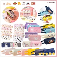 TP1 Cute Cartoon Transparent Pencil Case Korean School Pink Cream White Stationery Cosmetic Storage 