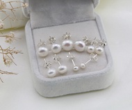 925 Sterling Silver white freshwater pearl stud earrings
