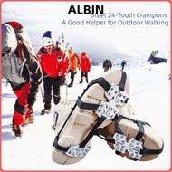 ALBIN 1Pair Ice Gripper Spike, Universal Anti-Slip 24 Teeth Ice Claw,  Spike Shoe Covers Climbing Cr