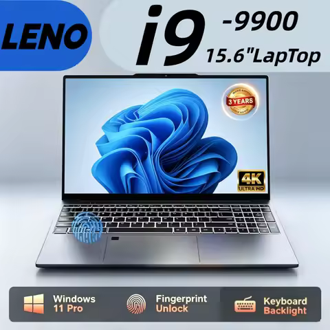 2026 LENO 15.6 Inch 4K HD Notebook Computer Intel i9 9900 Win11 16GB RAM 1TB SSD Ultra Thin Portable