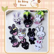 Funny White Rabbit and Black Rabbit Ironing Patches